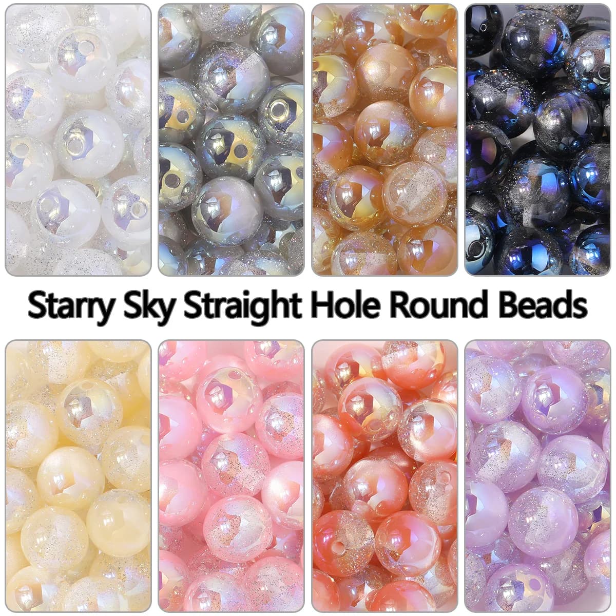 5/10/20Pcs 12MM Starry Sky Straight Hole Round Beads Spacer Loose Beads for Jewelry Bracelets Necklace Making DIY Accessories