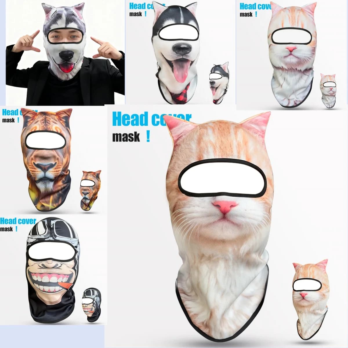 Passamontagna 3D a Forma di Gatto con Orecchie, Adatto per Festival Musicali, Rave, Sci, Halloween o Feste all'Aperto