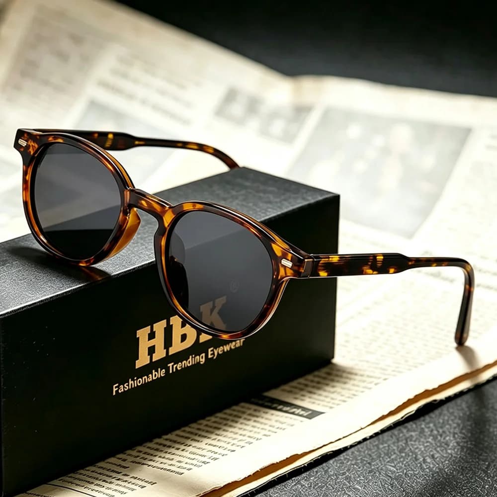 HBK Fashion Polarized Round Sunglasses Men Women TR-90 Frame Sun Glasses Retro Lightweight Outdoor Travel Hiking Eyewear UV400
