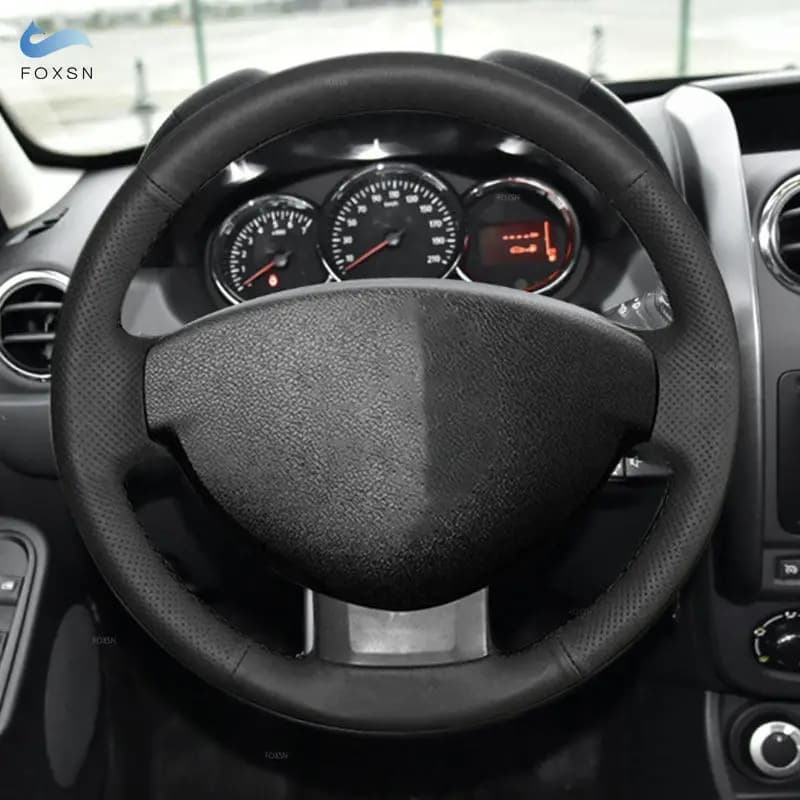 Nero Volante Dell'automobile Copertura In Pelle Trim Per Dacia Renault Duster 2010-2016 Dokker Lodgy 2012-2016 Logan Sandero 2013-2017
