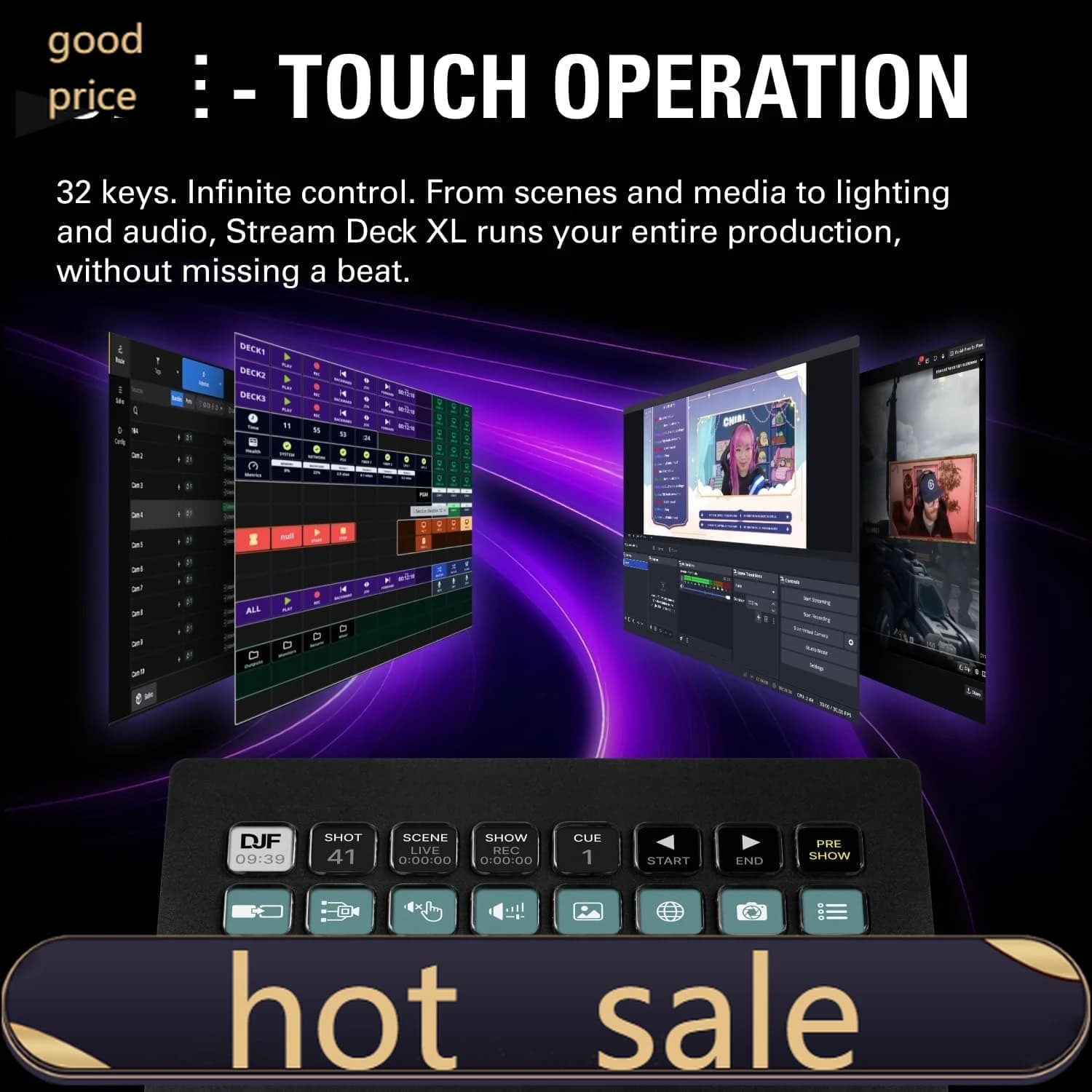 Stream Deck XL – Controller Avanzato per Studio, 32 Tasti Macro, Attiva Azioni in App e Software come OBS