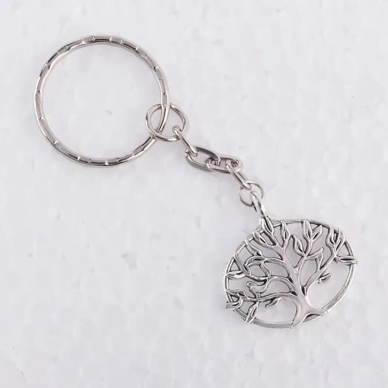 Portachiavi albero placcato argento antico Vintage tibetano scavato in metallo albero in filigrana portachiavi anello gioielli regalo per donna ragazza