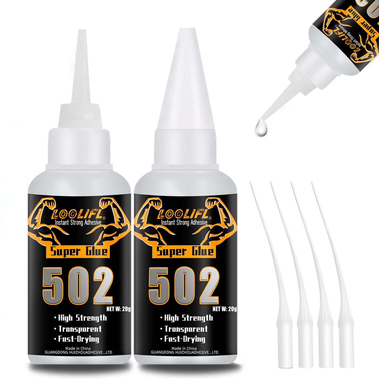 502 Super Glue Quick-drying Strong Cyanoacrylate Glue is used for diy handicraft repair of metal, wood, plastic and ceramics.20g