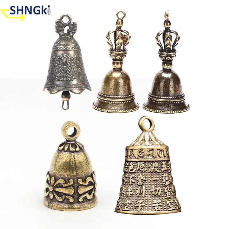 2pc or 1pc antique bell mini brass copper sculpture pray guanyin bell shui feng bell invitation buddha buddhism guanyin bells