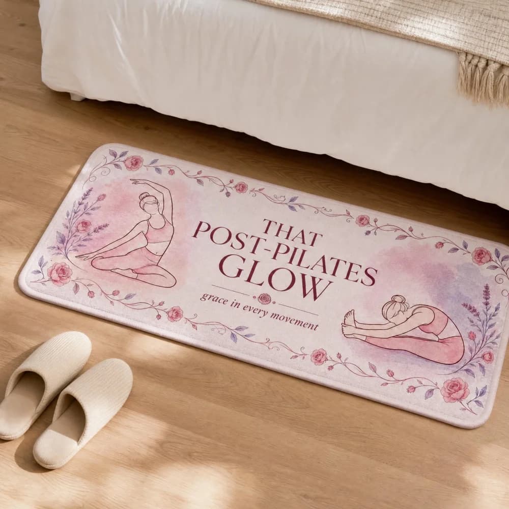 Tappeto Morbido in Flanella con Stampa Floreale e Citazioni Yoga, Tappetino Decorativo Lungo per Camera da Letto, Comodino e Sala Yoga