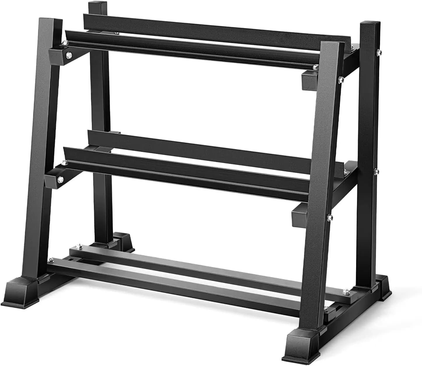 Multi Tier Dumbbell Rack Stand Heavy Duty Steel Weight Organizer Stand Adjustable Frame Storage Holder Base Unit For Home Gym Fitness Workout Accessories Black