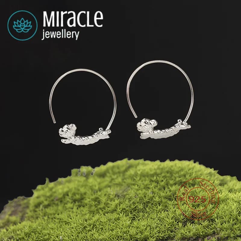 Orecchini in argento sterling miracoloso 925 dal design originale, divertimento creativo e selvaggio, simpatico orsacchiotto, cacca, scooper, amante, per regalo di compleanno
