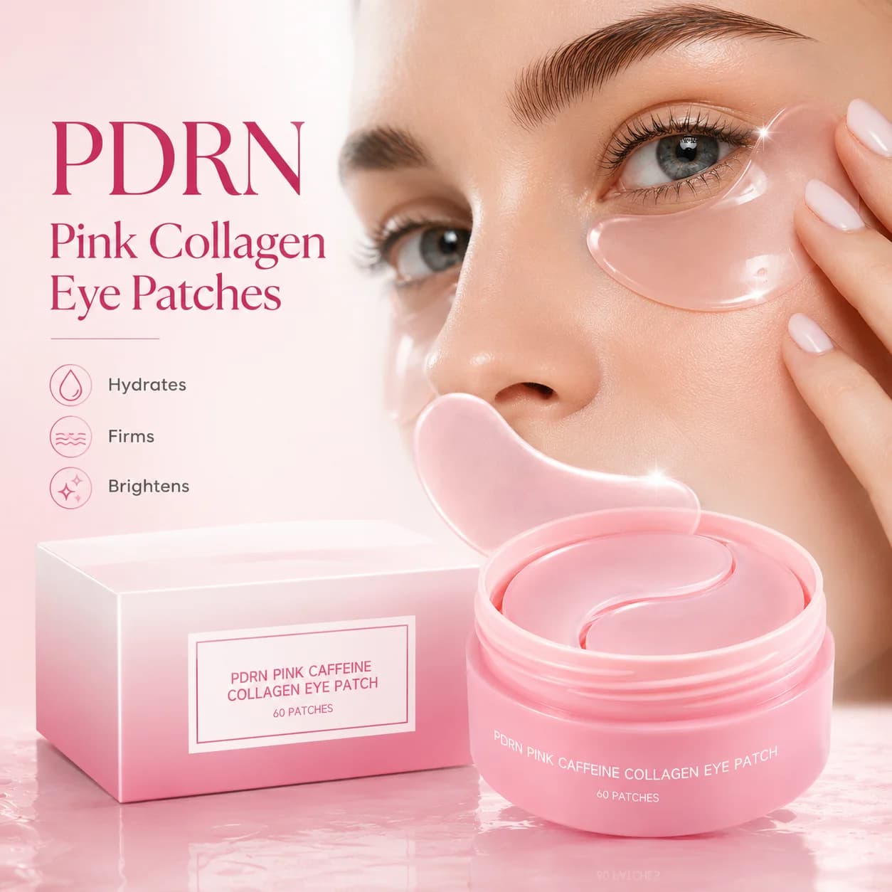 PDRN Pink Collagen Eye Mask With Niacinamide Revitalize Brighten Reduce Dark Circles Puffiness Restore Youthful Looking Eye Skin