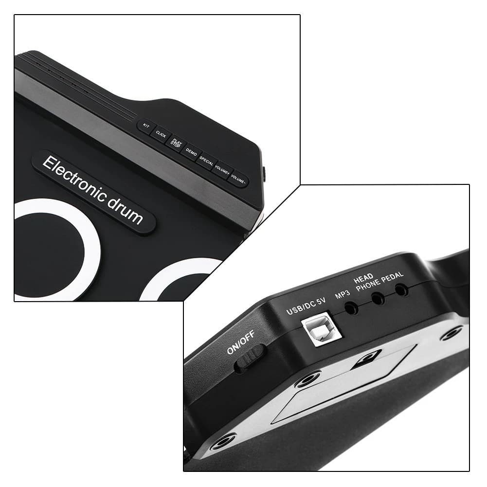 Set di batteria elettrica sportiva a 7 pad, kit di batteria portatile arrotolabile con pedali e bacchette, regalo per bambini e adulti