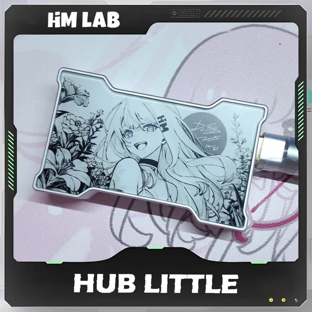 HMLAB Hub-little USB HUB 1 In 3 Out Portable Gaming Desktop Expansion Dock With Aluminum Frame & Double Glass Shell, Custom Gift
