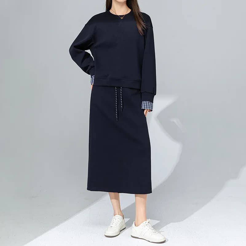 Xingge Faionable Women's Casual Sweatirt Set Spring 2025 New Patchwork Unique Design Two-Piece Suit Leisure Sportswear