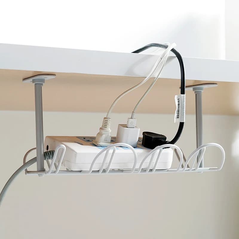 Portaoggetti in plastica Organizzatore di cavi Set da scrivania Scaffale da tavolo Supporto per presa inferiore Portaoggetti per cancelleria per ufficio