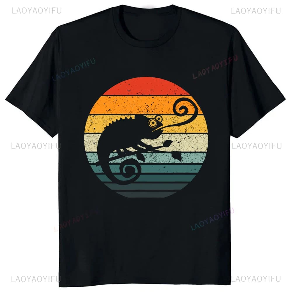 Funny Cartoon Shadow Graphic Pinted Chameleon T-shirt Casual Fashion Loose Harajuku Hip Hop Man Tshirt Hipster Y2k Women Tees