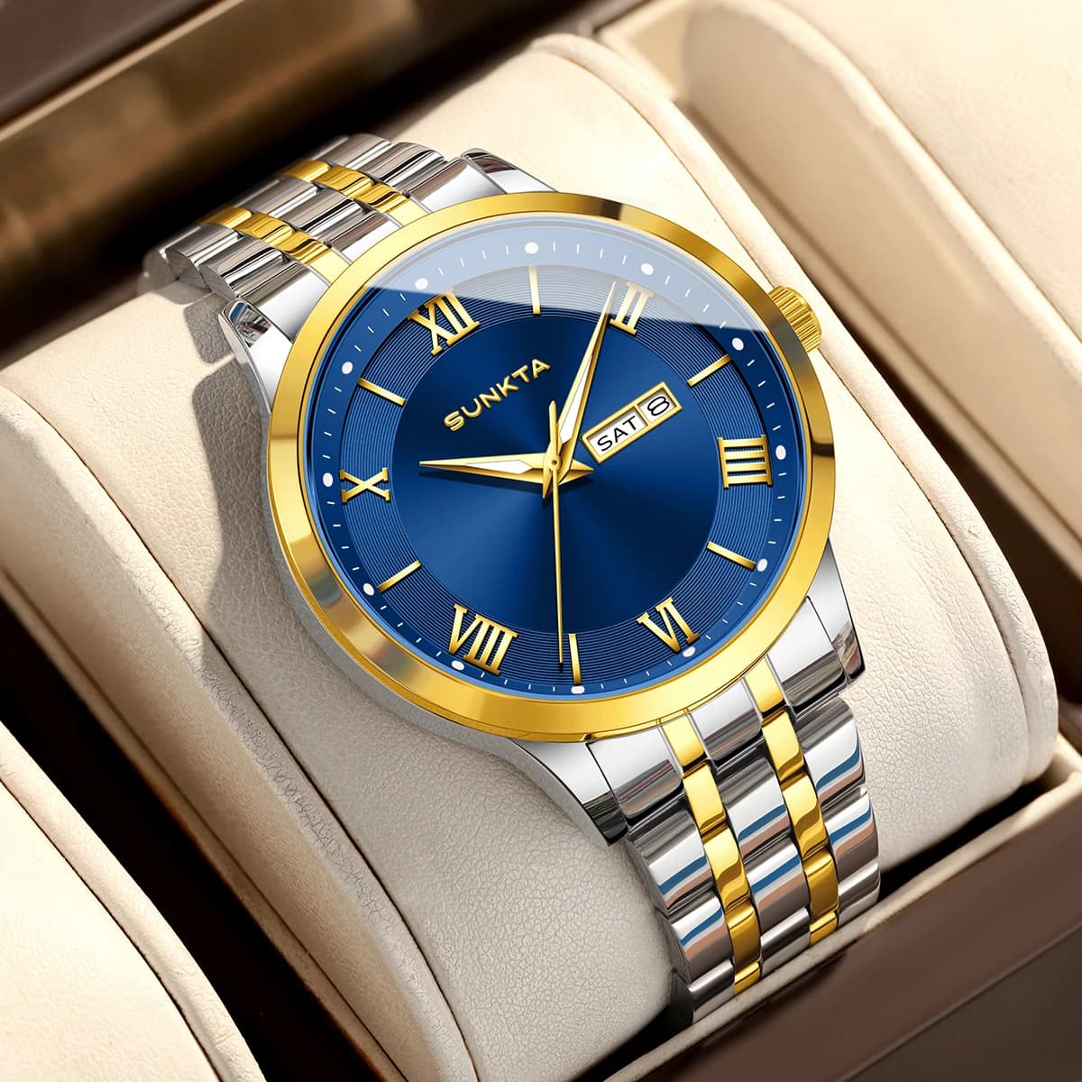 SUNKTA Design Man Luxury Watch Fashion Classic Stainless Steel Clock Business Date Week Luminous Quartz Men Watches Montre Homme