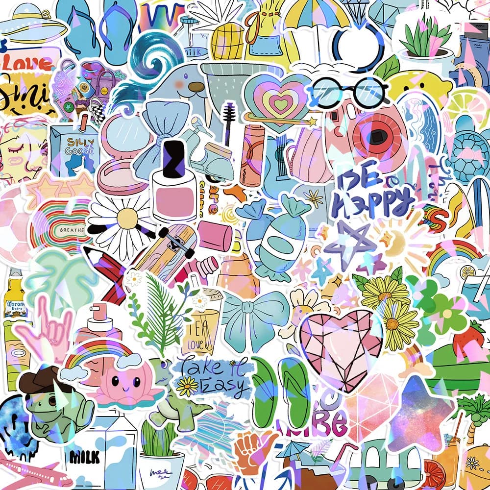10/50/100/200pcs Kawaii Cute Vsco Live Aesthetics Stickers Decals Laptop Phone Water Bottle Diary Graffiti Decoration Sticker