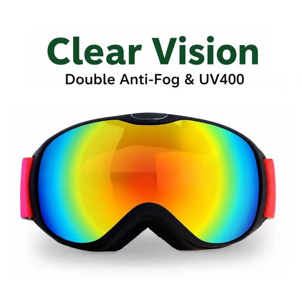 Kids 7-14 Motocross Glasses HD Anti Fog Double Lens Ski Goggles with Adjustable Strap UV400 OTG Children Snow Goggles Skibrille