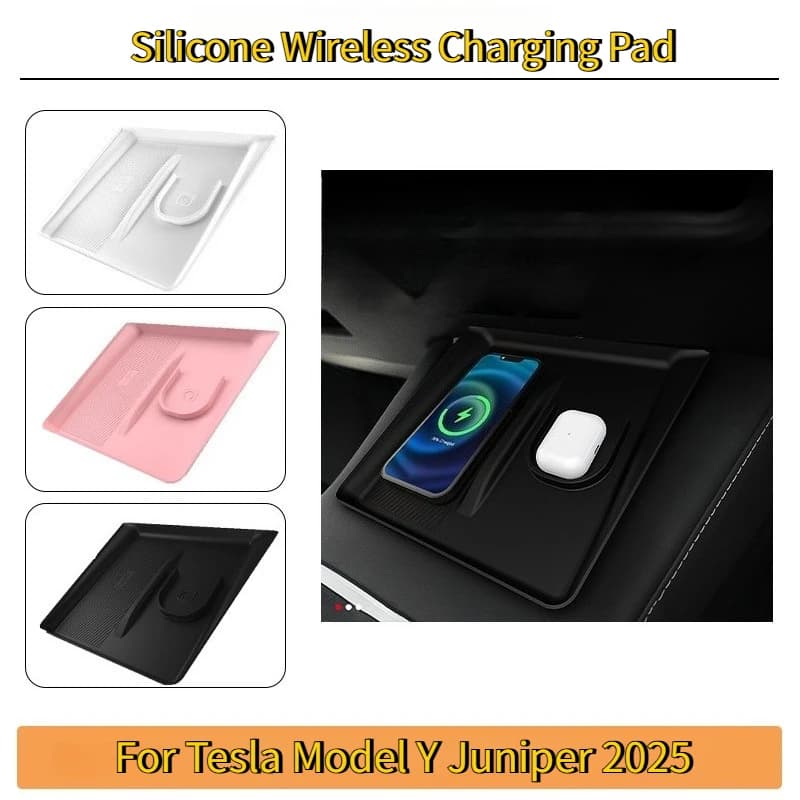 Per Tesla Model Y Juniper 2025-UP Pad di ricarica wireless in silicone Caricatore Proteggi la copertura Tappetino antiscivolo antipolvere Accessori auto