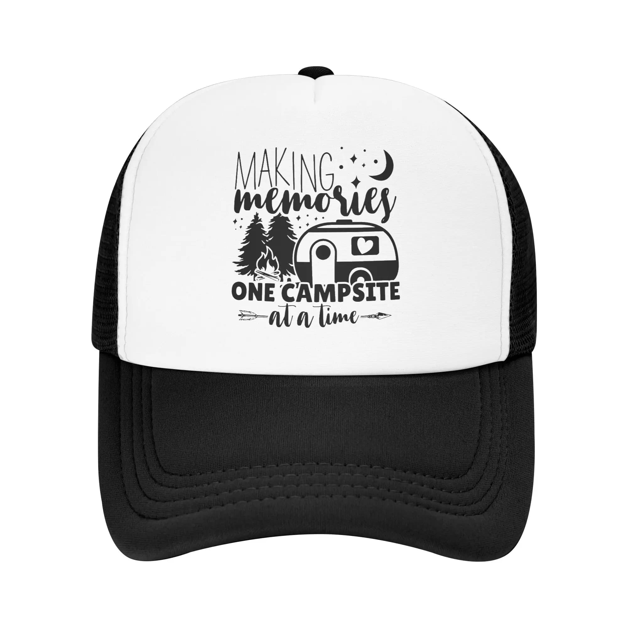 Classic Unisex Adventure Camping Happy Camper Trucker Hat Adult Adjustable Baseball Cap Men Women Sun Protection Trucker Cap
