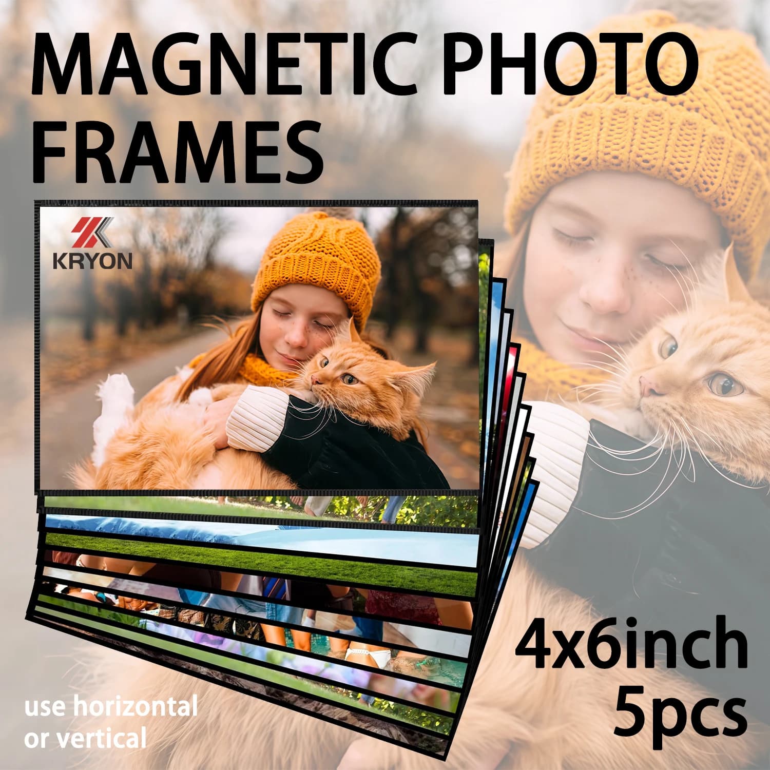 Set di Cornici Magnetiche per Foto 4x6 Pollici, 5 Pezzi Cornici Nere con Retro Magnetico per Frigorifero, Ufficio, Superfici Metalliche ​
