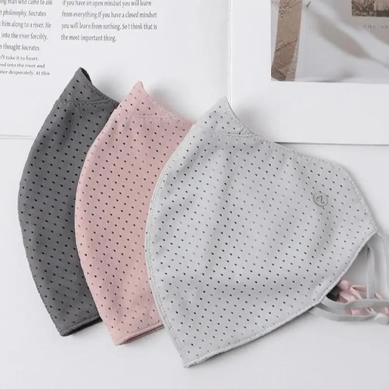 UV Protection Ice Silk Mask Breathable Washable Solid Color Face Cover Suitable for Outdoor Work Cycling