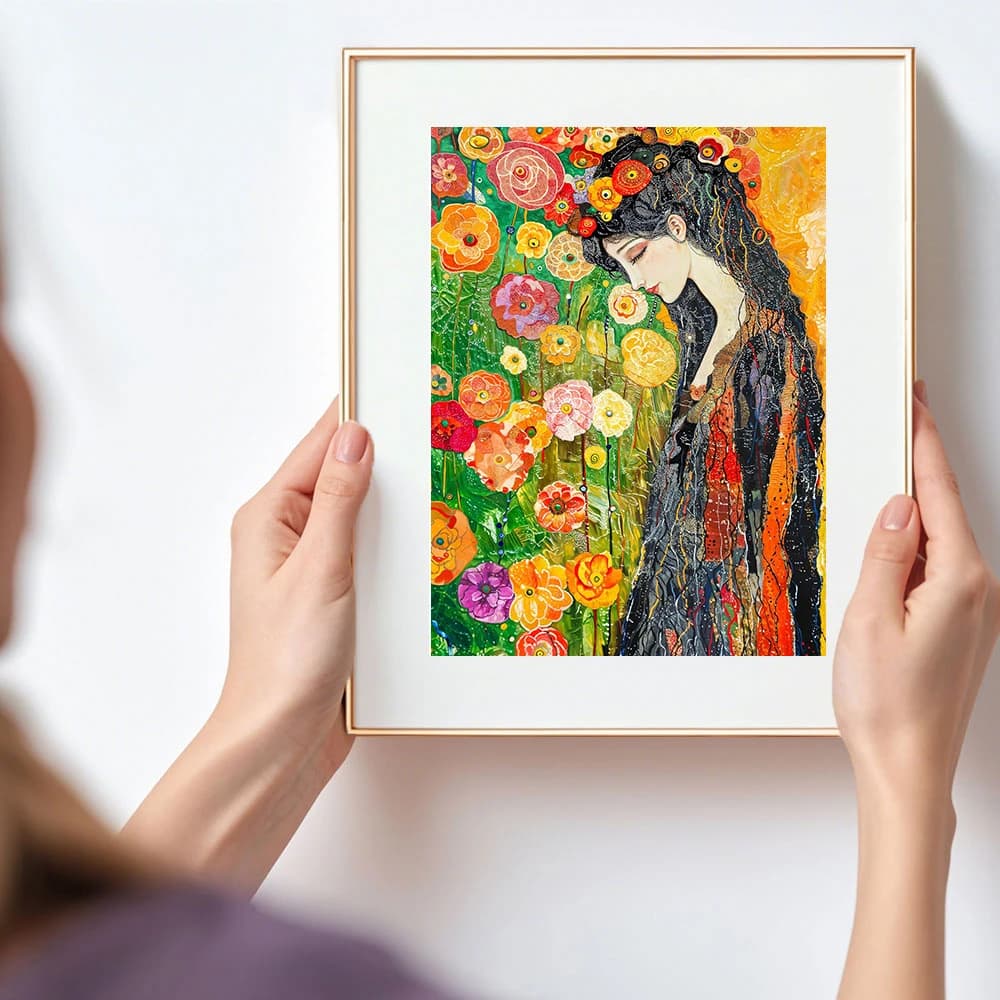 Diamond Painting Flower Woman Diamond Mosaic Portrait New Collection Picture Of Rhinestones,frameless