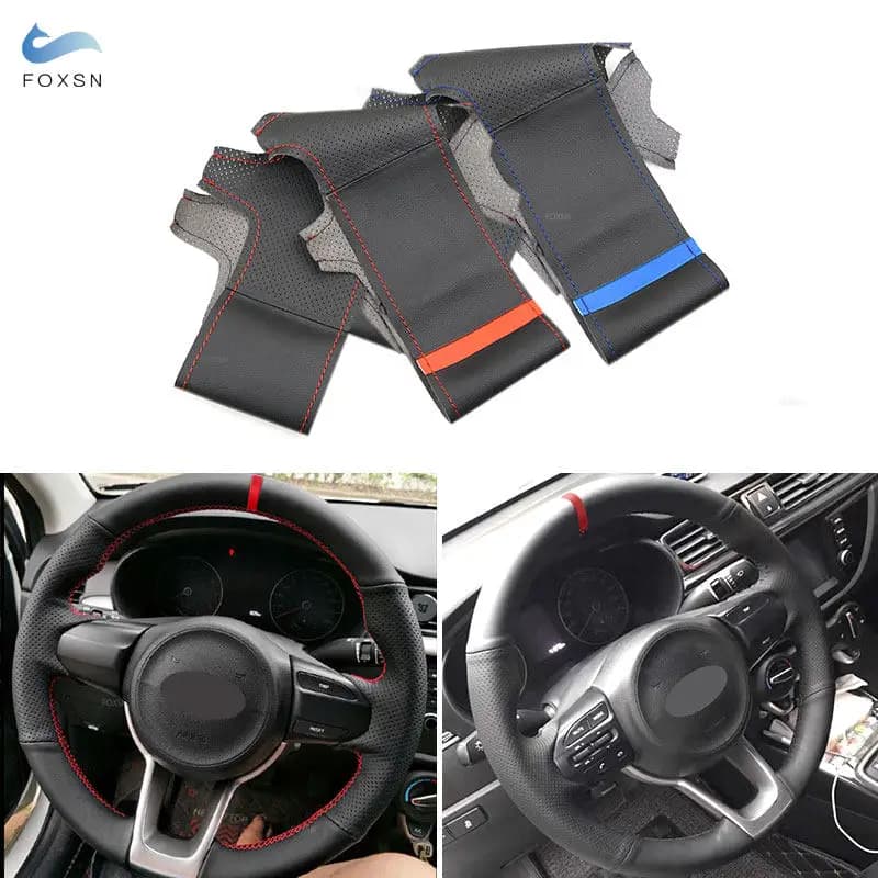 Car interior Trim perforated leather cover with strip for Kia Rio 2017 2018 2019 Rio5 2019 K2 Picanto Morning
