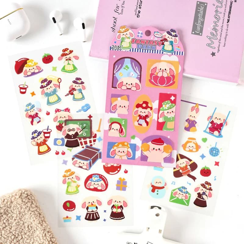 4 pezzi/set di adesivi carini a forma di cartone animato, decorazioni affascinanti per lavoretti per bambini, quaderni e agende