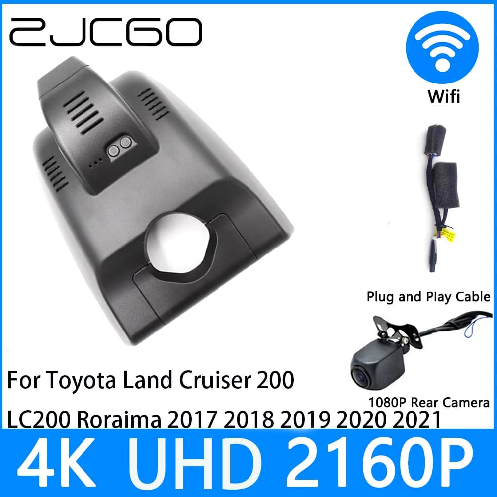 ZJCGO Dash Cam 4K UHD 2160P Video Recorder DVR Night Vision and Monitor Parking for Toyota Land Cruiser 200 LC200 Roraima 2017 ~2021