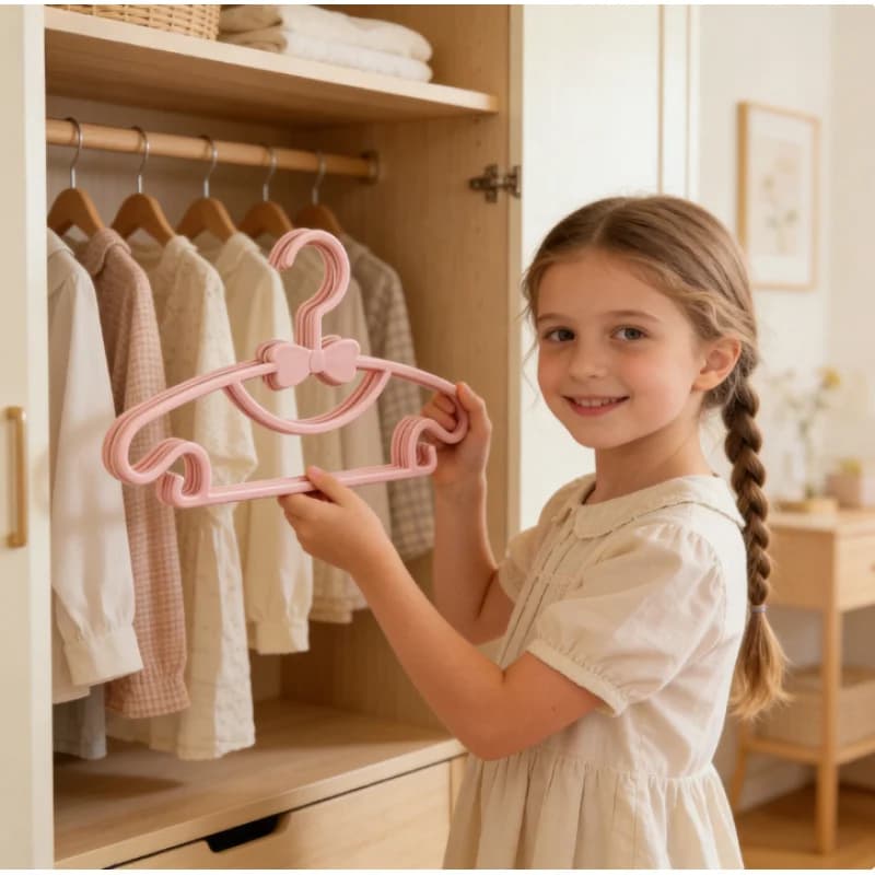 Pack of 50 Newborn Pink Plastic Hangers, Organizer for Wardrobe and Laundry