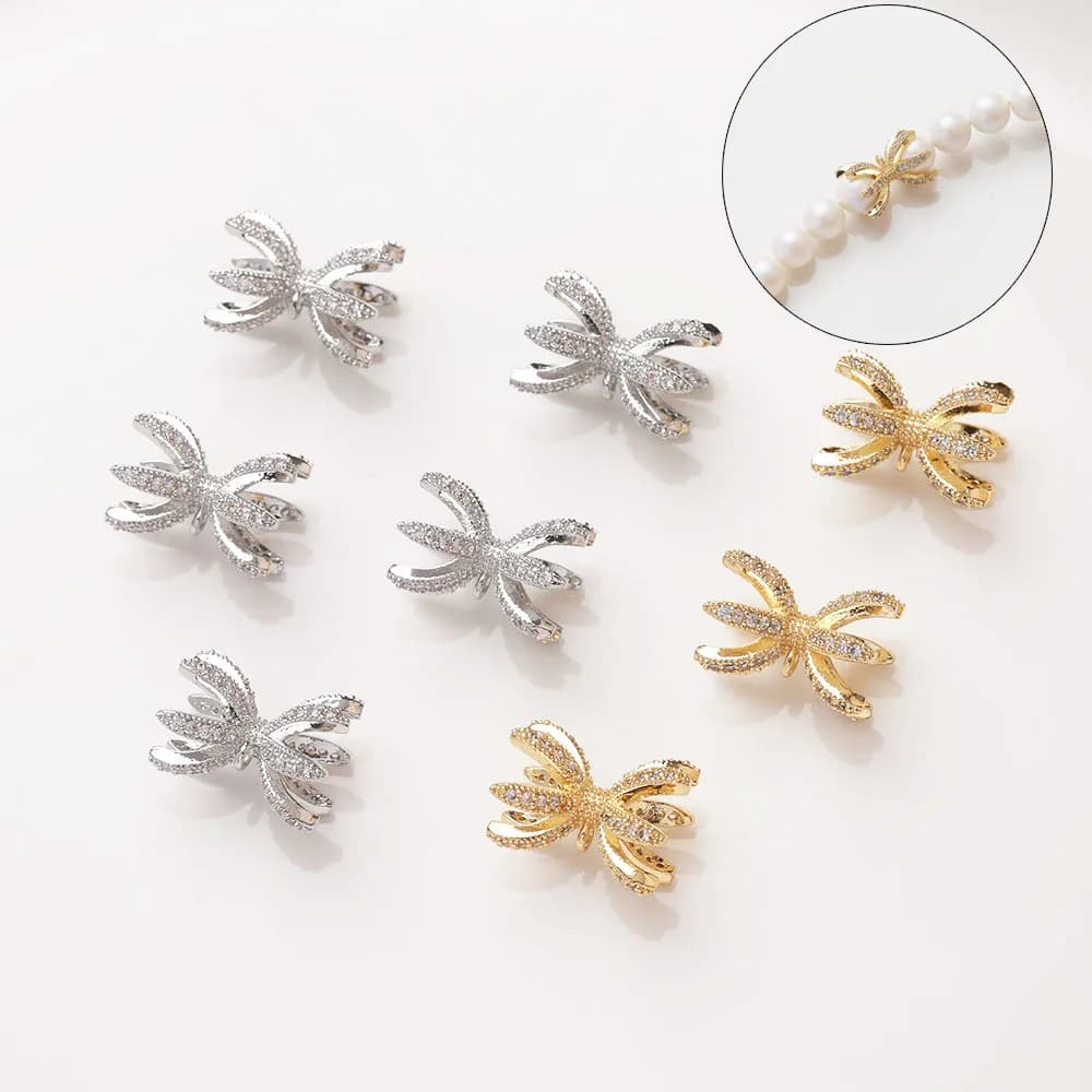 2 pezzi Cz Pave Spacer Bead per gioielli che fanno collana braccialetto fai da te fatto a mano in ottone 14k accessorio placcato oro 16*12mm