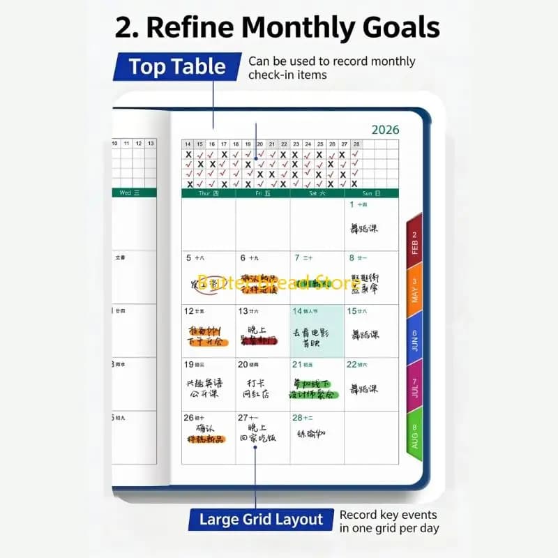 W89C 2026 Daily Journal 400 Pages PU Leather Academic Planner for Daily Scheduling