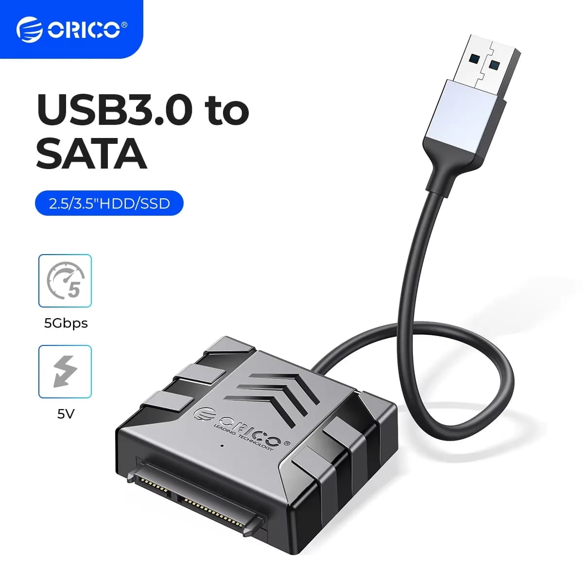 ORICO Convertitore SATA Cavo USB 3.0 a SATA Adattatore SATA da 5 Gbps per disco rigido esterno HDD/SSD da 2,5/3,5''