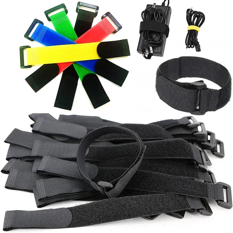10 pezzi di fissaggio con gancio e anello, cinghia per cavi, riutilizzabile, in nylon, organizer, chiusura regolabile, fissaggio, cinghie per cavi, gestione dei cavi