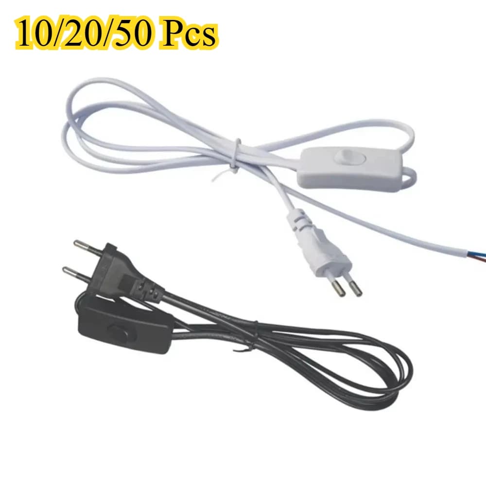10/20/50PCS Spina UE Tubo LED Cavo di Prolunga di Alimentazione con On/Off Lampada Da Tavolo Cavo di Alimentazione Lampada A LED Cavo Trasporto di Goccia