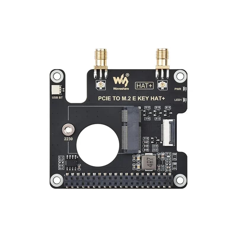 Snowy for Raspberry Pi 5 PCIe to M.2 EKEY Adapter Board Supporting USB Bluetooth Connection HAT and Standard M.2 Devices