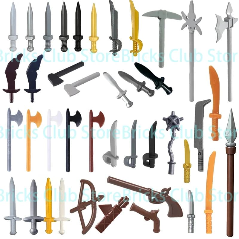 Medieval Military Accessories Building Blocks Soldier Knight Warrior Sword Bow Arrow Spear Crossbow Axe Model Brick Toy Gift F17