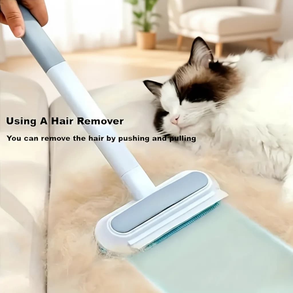Rimozione peli di animali domestici multifunzionale con manico lungo, materiale in nylon resistente, perfetto per pulire la pelliccia di cani e gatti dai letti e divani