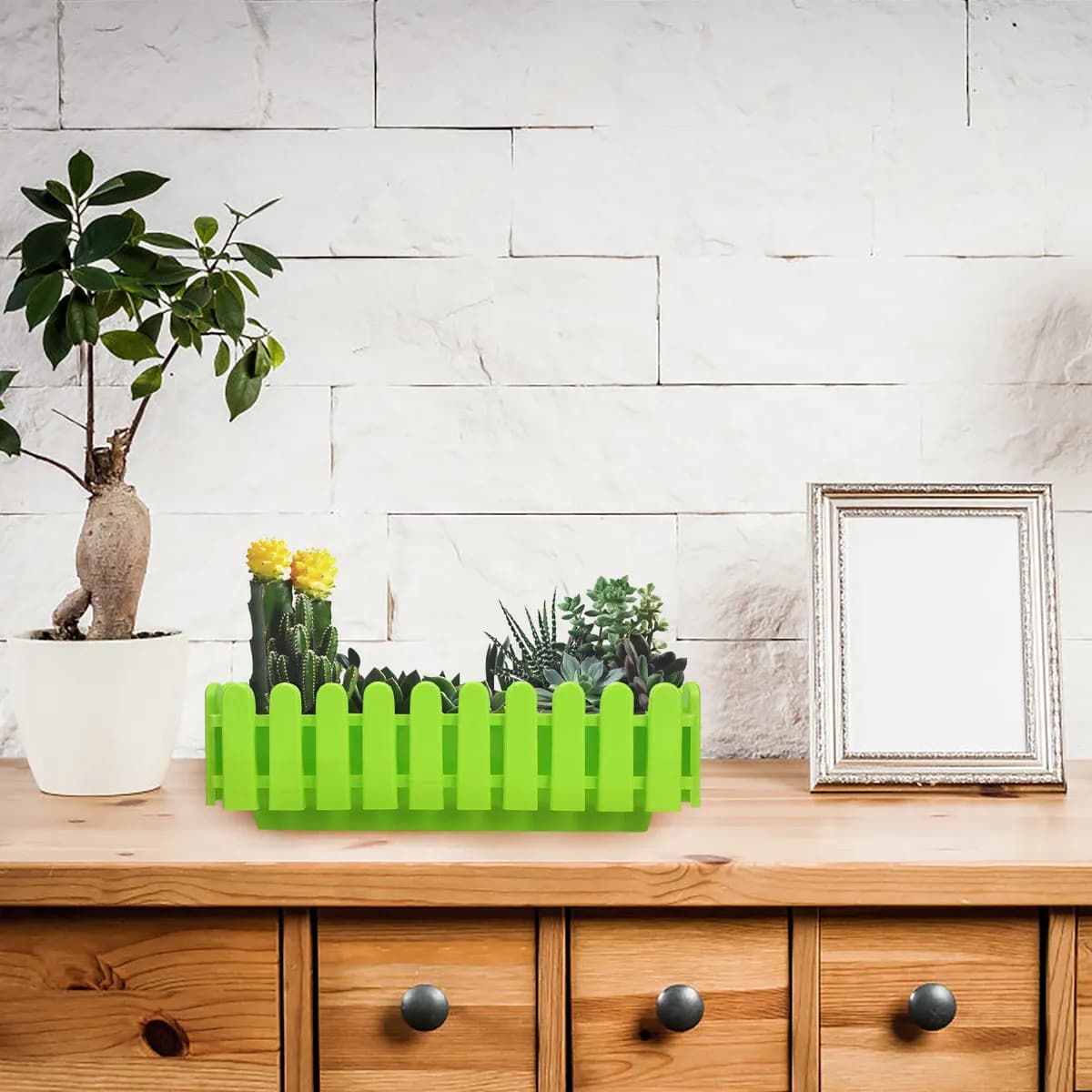 Fioriera Rettangolare in Plastica per Recinzione, Vaso da Parete per Giardino, Supporto per Piante Verdi, Contenitore Decorativo per Esterni e Interni