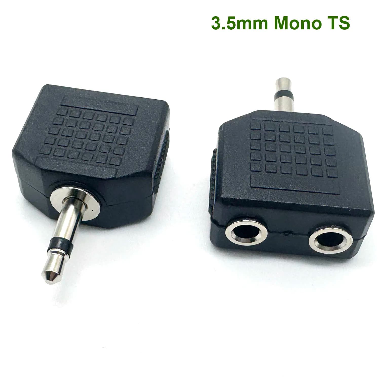 2 pz 3.5mm 1/8 "Maschio a Doppio 3.5mm Femmina Jack Mono TS Audio Microfono Cuffia Y Splitter Convertitore Adattatore connettore Nero