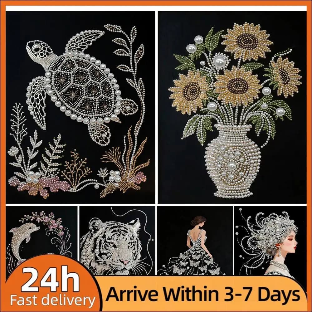 Kit per Pittura con Perle Fai-da-Te Senza Cornice, Dipinti con Perle e Gemme, Arte e Artigianato 30x40cm per Decorazione Murale Domestica