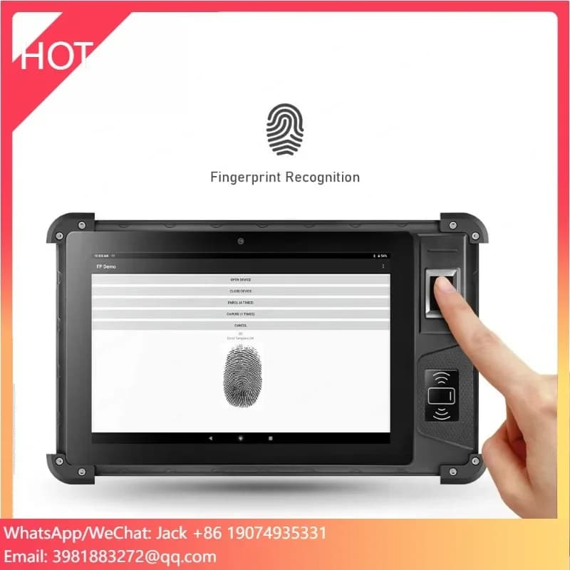Dispositivo Biometrico Portatile FP08, Tablet Android Robusto da 8 Pollici, RFID 4G, Tablet Biometrico Robusto con Impronta Digitale, Android 11