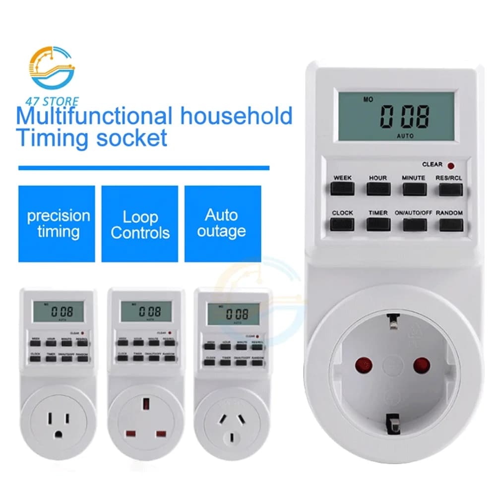 US AU UK Spina UE Digitale Settimanale Programmabile Elettrico Da Parete Plug-in Presa di Alimentazione Timer Interruttore Presa Orologio 220V 110V AC