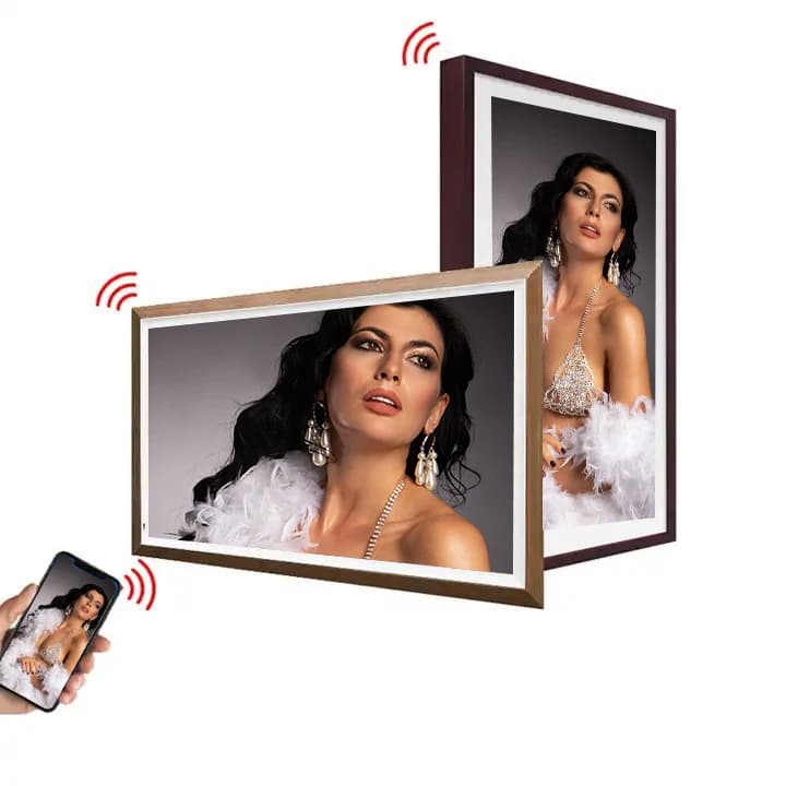 21.5\" 32\" 43\" Digital Photo Frame with WiFi Functionality Wooden Gallery Frame for NFT Crypto & Photo Wallet Album Art