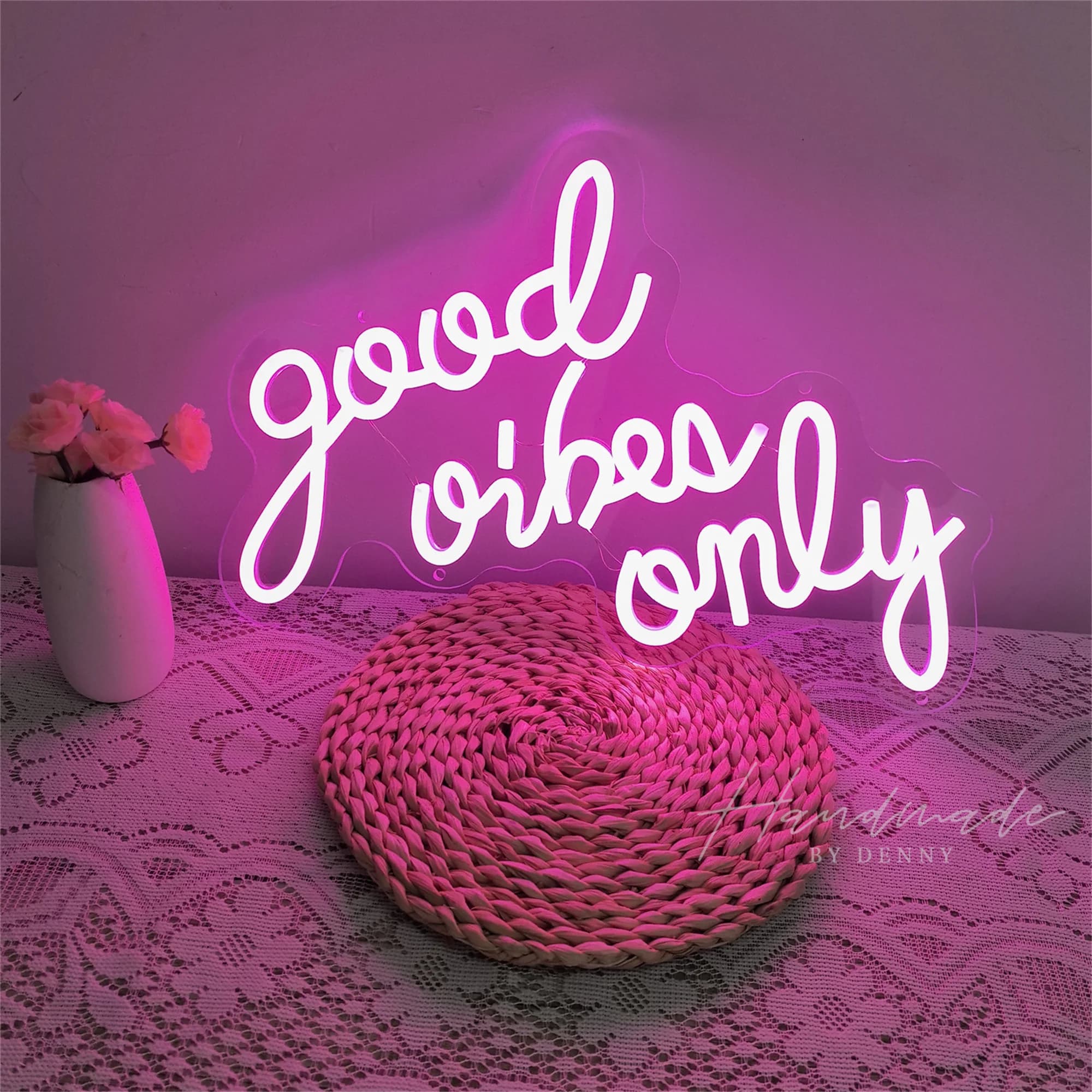 Insegna al neon Good Vibes Only, alimentata tramite USB, per decorazioni murali, insegna al neon a LED per camera da letto, bar, hotel, feste e matrimoni.