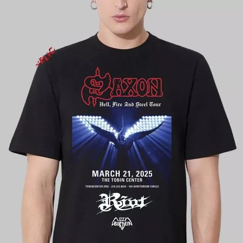 Saxon Event Hell Fire And Steel Tour Il 21 marzo del 2025 T Shirt S 5XL