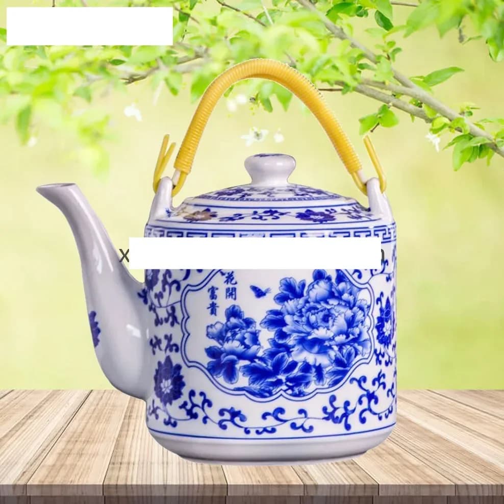 2L, Chinese style ceramic teapot, Large capacity cold kettle, Blue anNM23