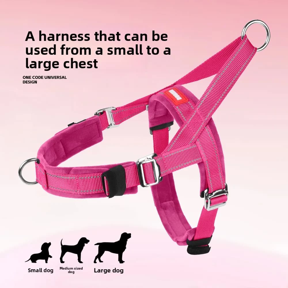 Guinzaglio universale per cani a forma di T, in alluminio, con fibbia solare, imbottitura in pile sul petto e sulla schiena, anti-strangolamento, per aviazione, lunghezza 1 yard.