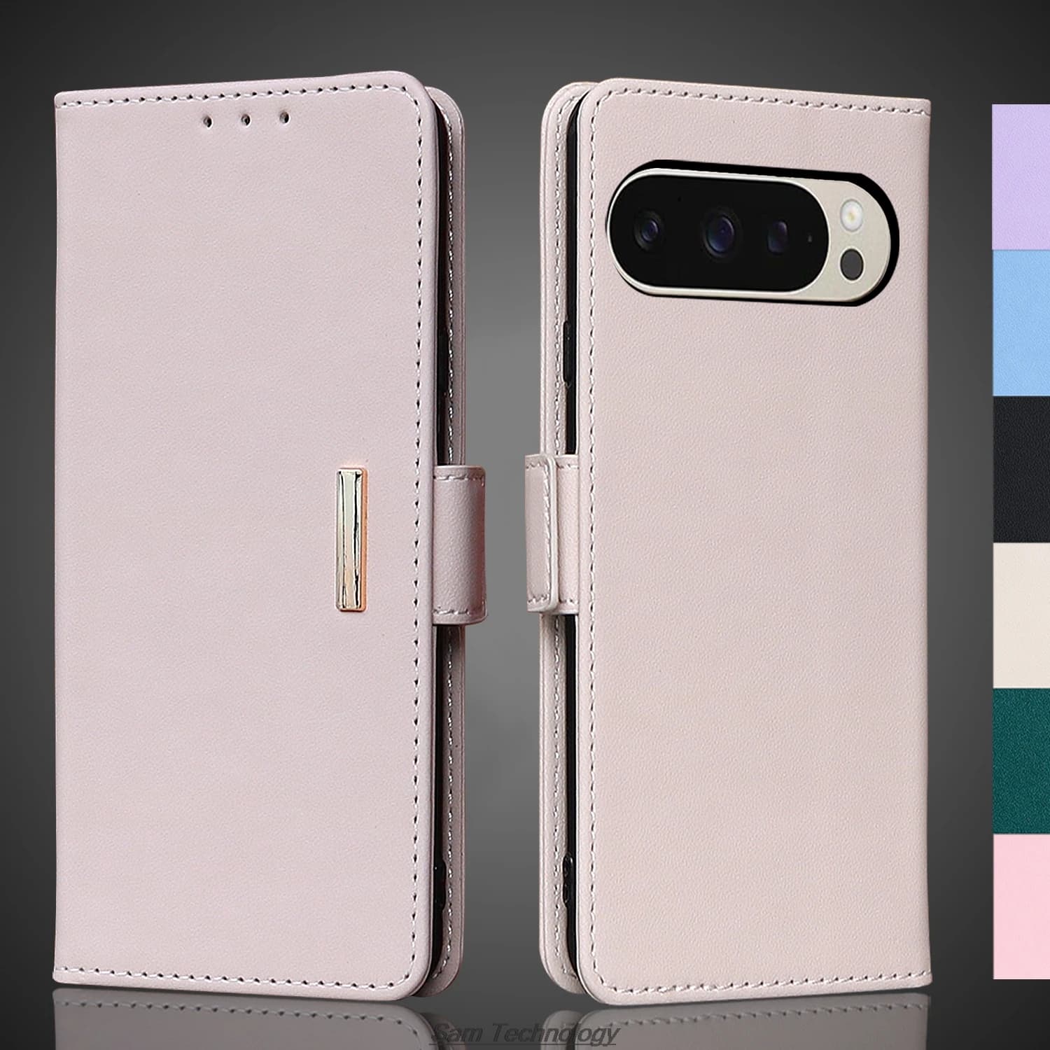 Custodia in pelle con fibbia magnetica per Google Pixel 9 /Pixel9 Pro Portafoglio RFID BLOCCO Flip Cover femminile Semplice Capa Fundas Coque
