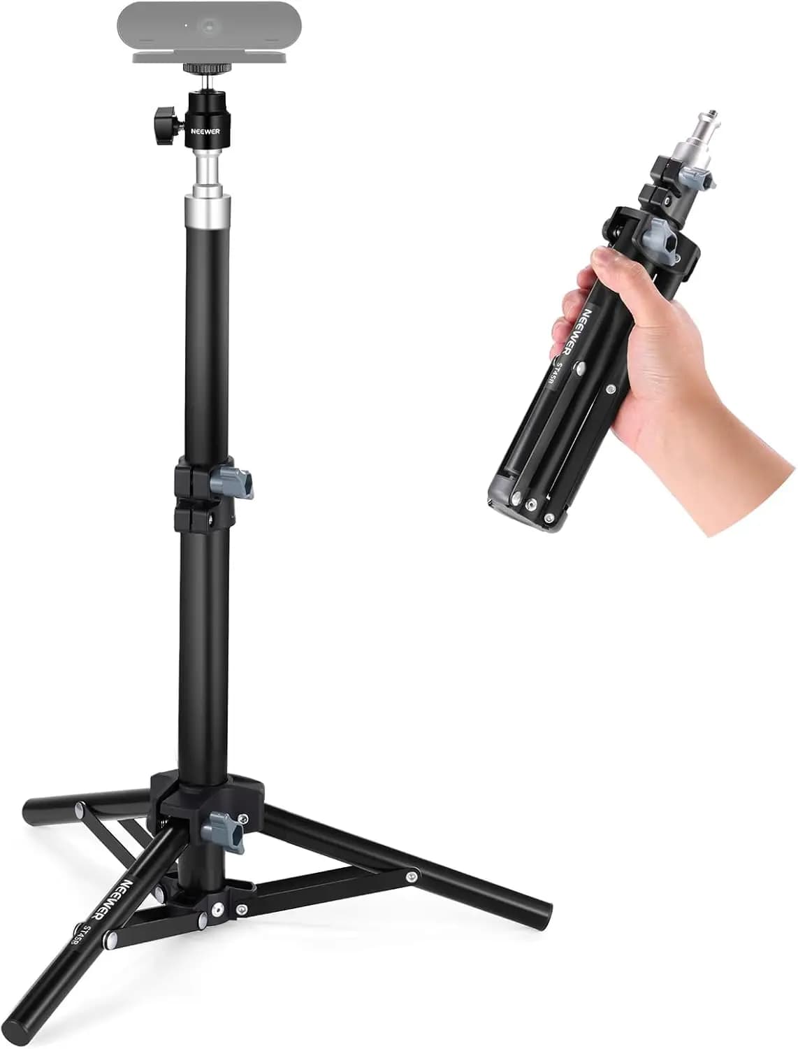 Supporto da Tavolo Regolabile per Webcam e Telefono, 29-45 cm, Carico Massimo 1 kg
