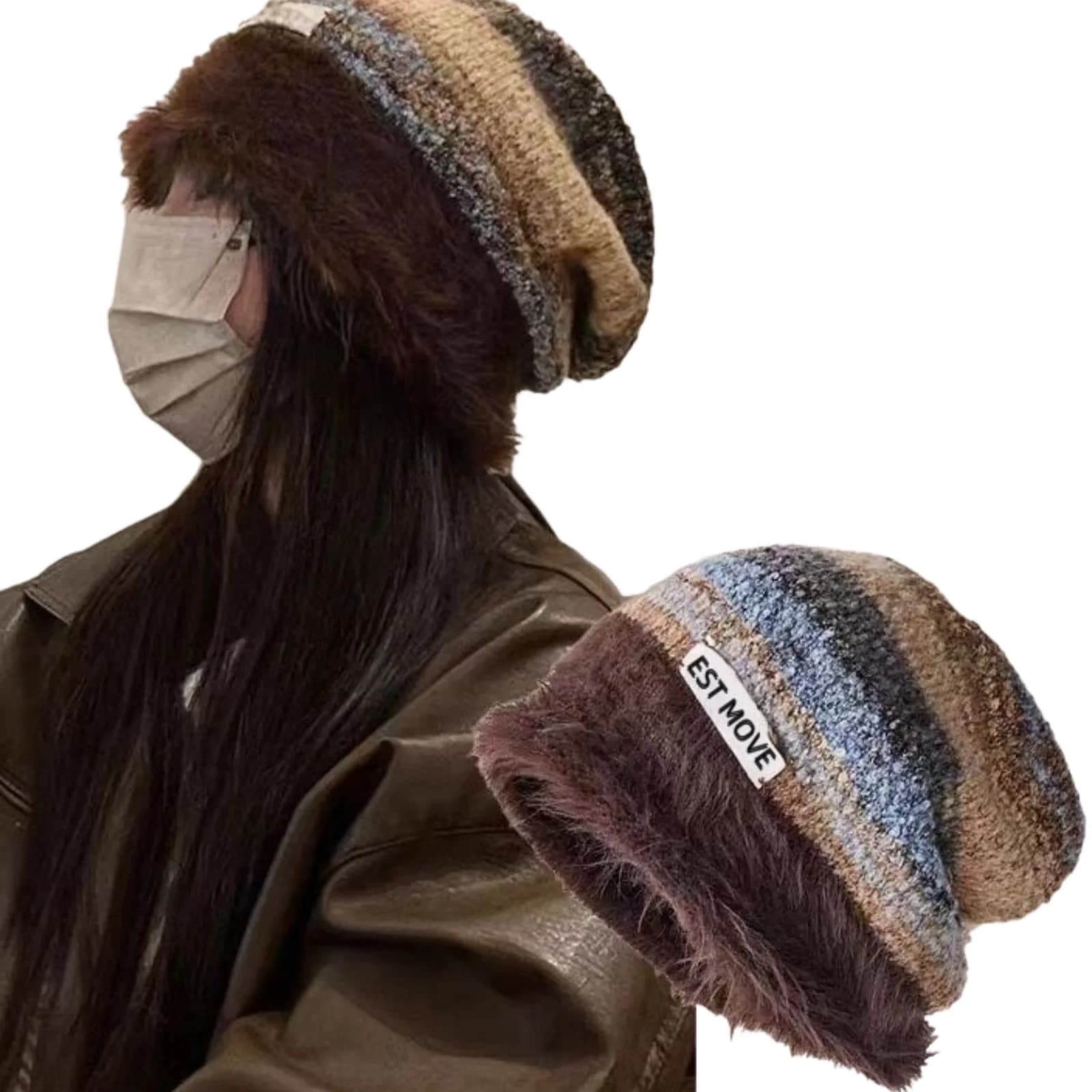 1PC Satin Knit Cap, Wrist Warm Winter Hat, Women's Casual Curtain Cover, Women's Fashion Accessories